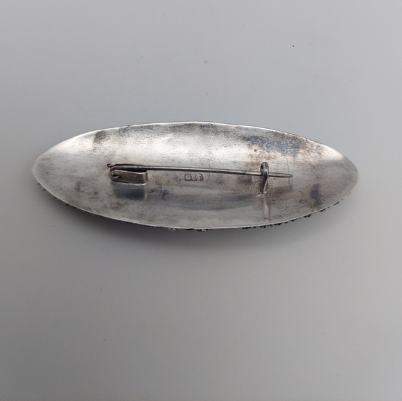 Antique Sterling Silver 925 Filigree & Rose Gold Brooch - Picture 4 of 6